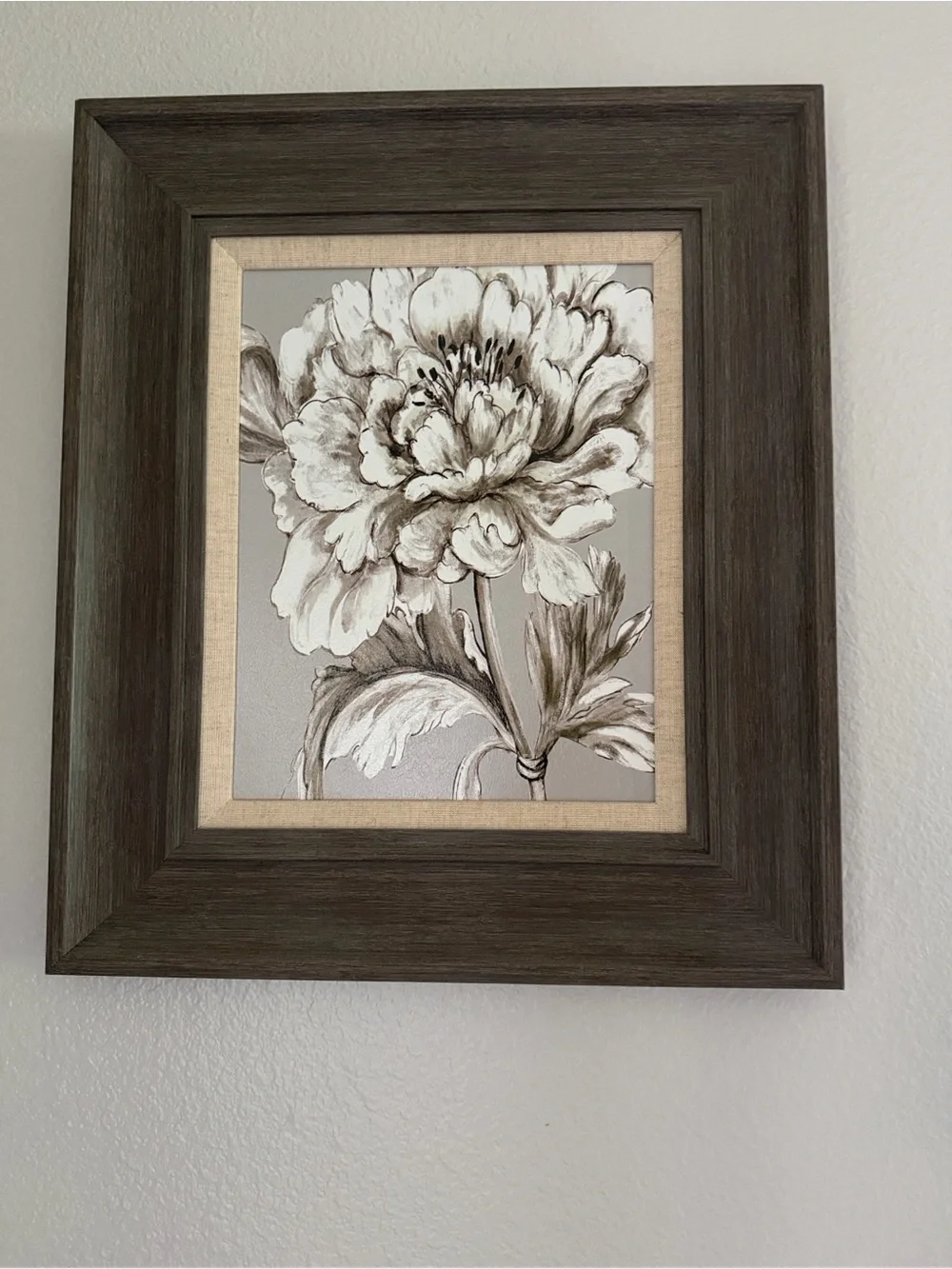 Framed Neutral Floral Wall Art - Gray and Cream
